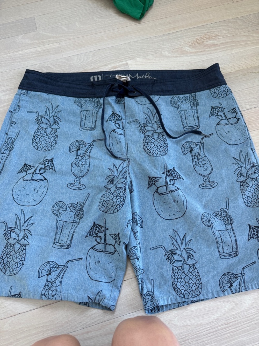 Travis Mathew Light Blue Pineapple & Cocktail Print Swim Shorts